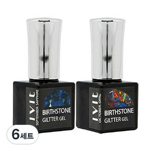 아이빛 탄생석 글리터젤 2p 세트, 글리터젤 9월 사파이어 + 10월 오팔, 6세트