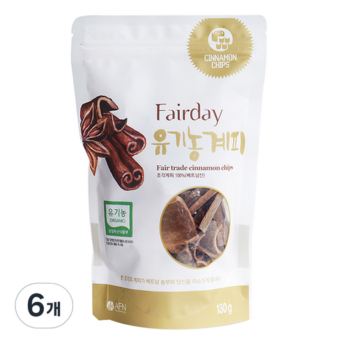 페어데이 공정무역 유기농계피, 130g, 6개
