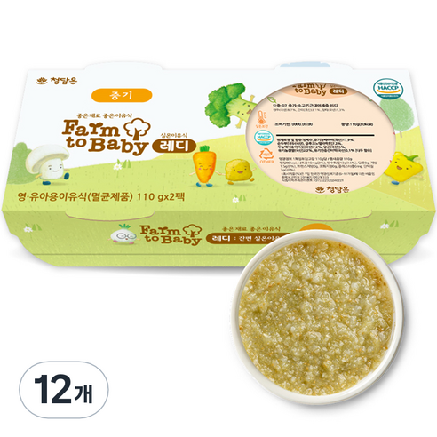팜투베이비 레디 실온이유식 중기, 소고기근대야채죽, 110g, 12개
