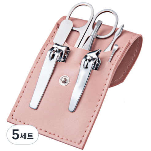 리빙홈디테일 휴대용 손톱깍이 7종 세트, 5세트, 핑크