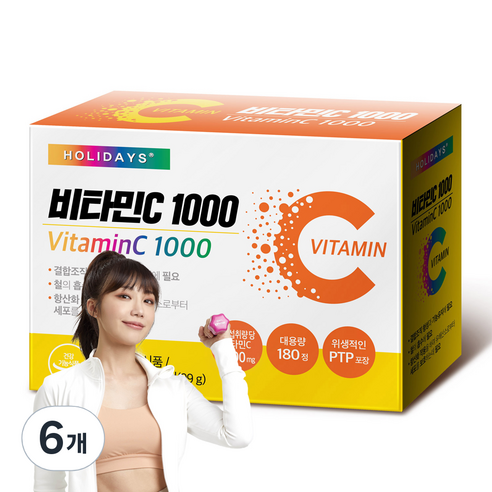 홀리데이즈 비타민 C 1000 영양제 99g, 6개, 180정