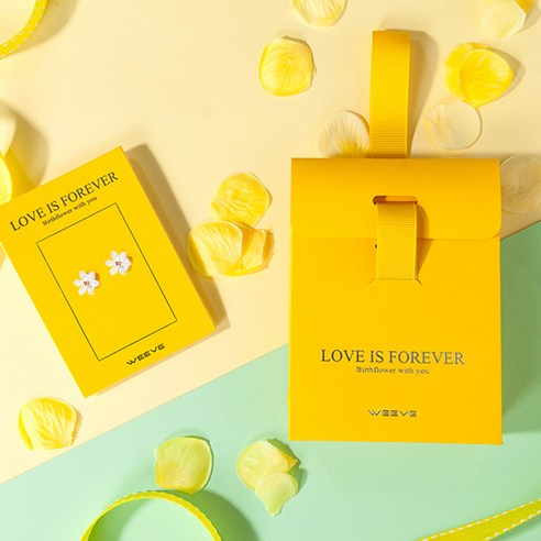 위브 14K 골드 생일꽃 자개귀걸이 + 쇼핑백 팔찌