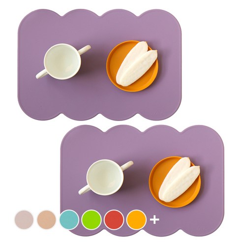 에이드엘 슬림 코튼 실리콘 테이블매트 2p, 라일락, 388 x 267 x 1.8 mm, 2개