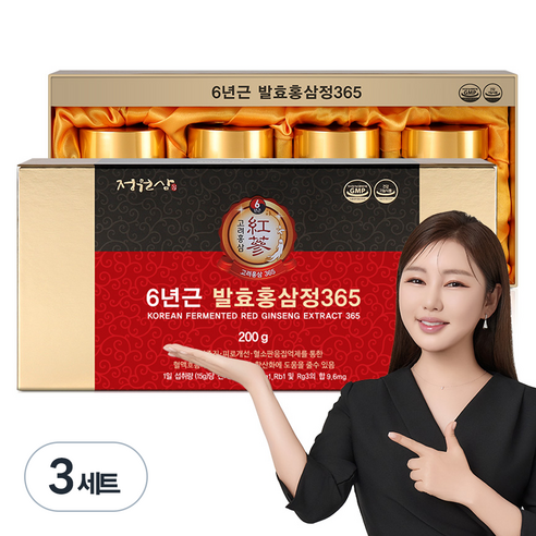 정원삼 6년근 발효홍삼정365 + 쇼핑백, 800g, 3세트