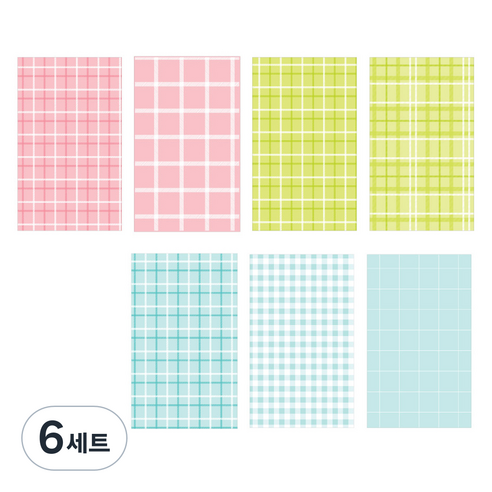 아이씨엘디자인 다꾸 배경 메모지 플레인 체크 7종 x 10p 세트, A, 6세트
