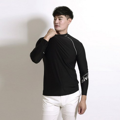 볼빅 남성용 아쿠아 골프 이너웨어 하프넥 긴팔 티셔츠는 블랙계열의 색상으로 제공되며 폴리에스터와 나일론으로 제작되었습니다.