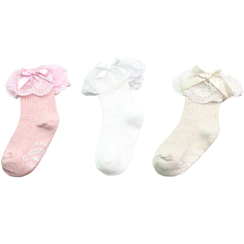 사랑스러운 우리 아이 발에 행복을 더하는 코코모던 레이스 골지 중목 양말