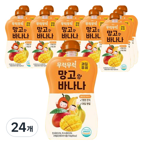이유케어스 유아용 무럭무럭 과일 퓨레 망고랑 바나나 100g, 망고 + 바나나 혼합맛, 24개