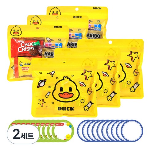 한봄 과자 답례품 어린이집 유치원 간식 선물, 간식 7종 6p + 라벨스티커 20p, 2세트