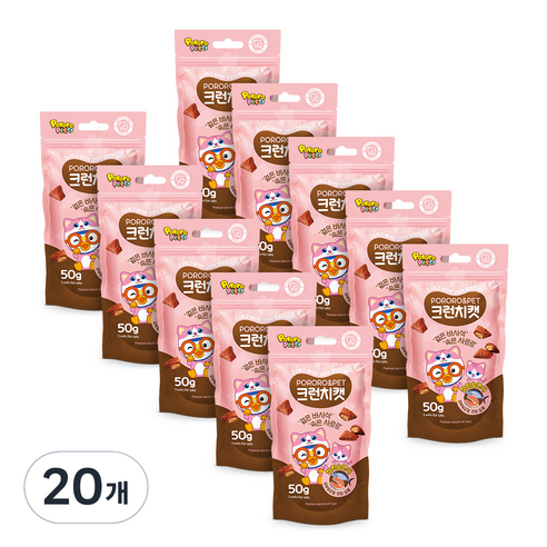 뽀로로펫 크런치캣 고양이간식 생선 50g, 참치 + 연어 혼합맛, 20개