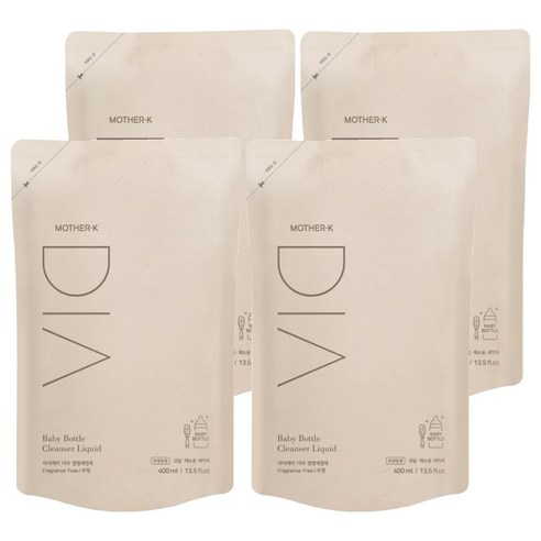 마더케이 유아용 디아 젖병세정제 리필형 무향, 400ml, 4개