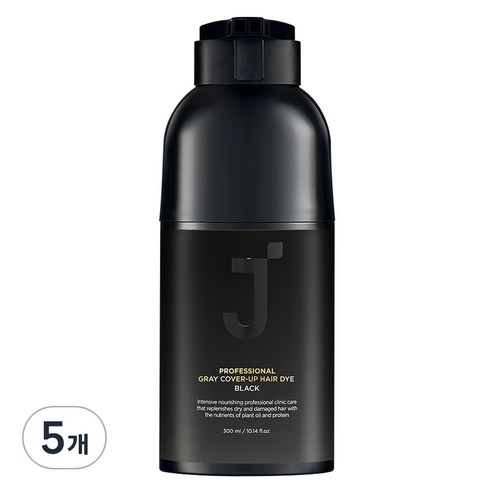 제이숲 프로페셔널 커버업 새치 염색제 300ml, 블랙, 5개
