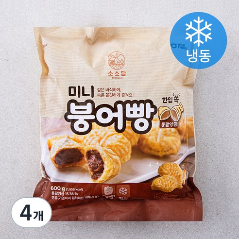 소소담 통팥앙금 미니 붕어빵 (냉동), 600g, 4개