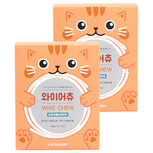 캣츠모리 와이어츄 고양이껌, 혼합맛(실꼬리돔/연어), 105g, 2개
