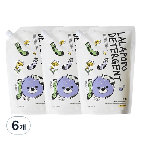케이맘 랄라포포 유아용 세탁세제 목련향 리필, 6개, 1.3L