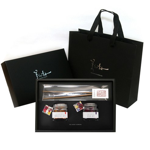 꽃보다차 아담한 꽃차 2종 선물세트, 천일홍꽃 3g + 황화코스모스꽃 2.5g + 차집게 + 쇼핑백, 1세트
