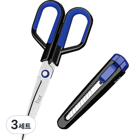 투코비 다기능 분리형 가위 + 커터칼 세트, 블루, 3세트