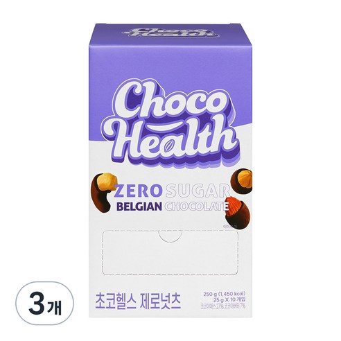 초코헬스 제로넛츠 무설탕 견과류 초코볼 10p, 250g, 3개