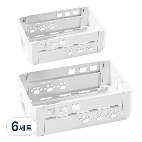 맙소샵 파스텔 접이식 다용도 정리 바구니 2종 세트, 화이트, 6세트
