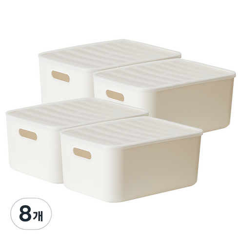 보노하우스 아이엠 리빙박스 15.8L M, 크림, 8개