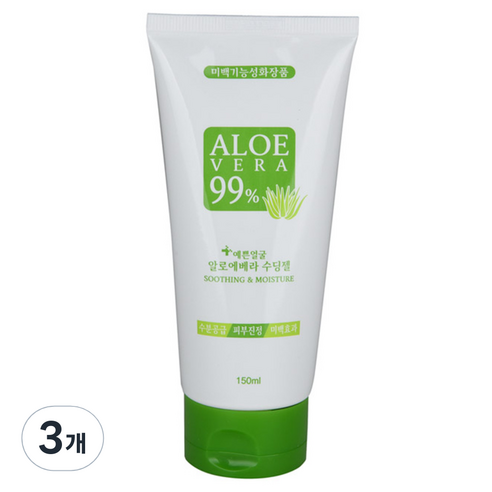 웰빙헬스팜 예쁜얼굴 알로에베라 튜브형 수딩젤, 150ml, 3개