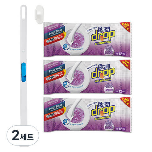 이지드롭 변기크리너 핸들 + 리필브러쉬 라벤더 36p, 보라라벤더, 2세트