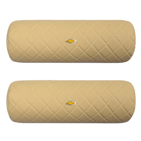 에르미 차량용 목쿠션 자동차 전체퀄팅, 쉐보레+베이지, 2개