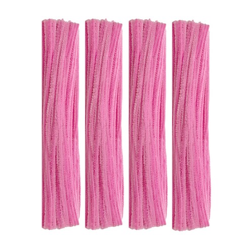 만들하비 칼라 색상 가는 털모루 철사, 핑크, 400개