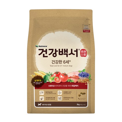 뉴트리나 건강백서 6세이상 강아지사료 2kg, 본제품, 1개