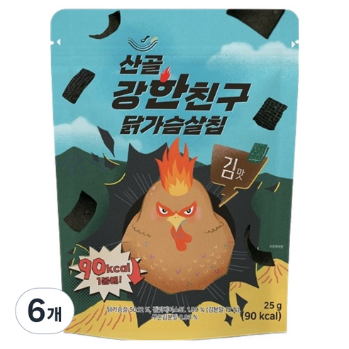 에코맘의산골이유식 산골 강한친구 닭가슴살칩, 25g, 6개, 김맛