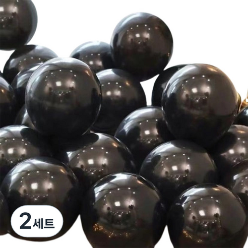 뷰라뷰 파티풍선 50p + 공기펌프 + 10m 리본 세트, 20 블랙(랜덤발송), 2세트