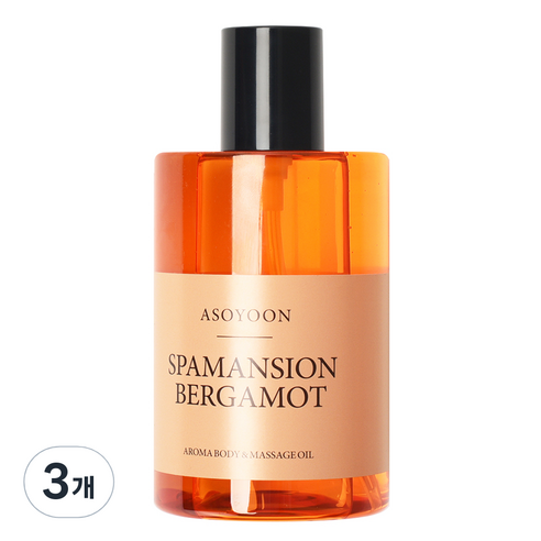 아소윤 스파맨션 아로마 바디 마사지 오일 버가못, 3개, 400ml