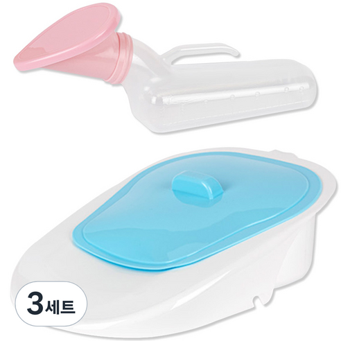 현대메딕스 여성용 신형 소변기 HD-UW-001 + 좌변기 HD-B-001 세트, 투명 + 화이트블루, 3세트