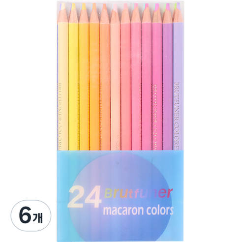 Brutfuner 마카롱 파스텔 톤 칼라 유성 색연필, 24색, 6개