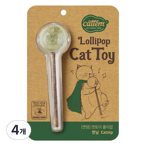 캣템 고양이 롤리팝 장난감 3.5 x 13 cm, 롤리팝 캣닢, 4개