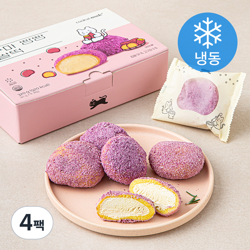 쿠캣 고구마 빵빵 찹쌀떡 (냉동), 40g, 8개입, 4개
