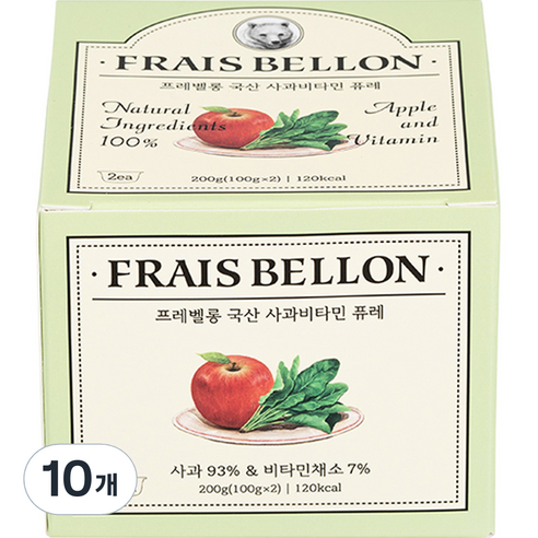 프레벨롱 국산 과일 퓨레, 혼합맛(사과/비타민채소), 100g, 10개