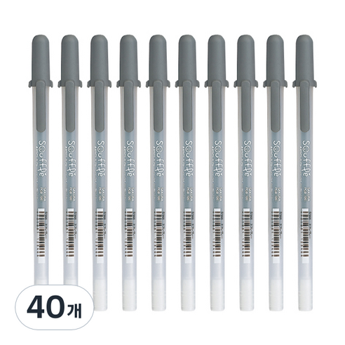 SAKURA 겔리롤 수플레 젤잉크펜 0.8mm, 그레이, 40개