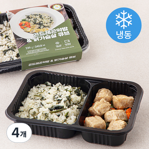 건강한끼 곤드레곤약밥 & 닭가슴살큐브 (냉동), 239g, 4개