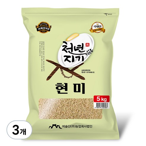 천년지기 현미, 5kg, 3개