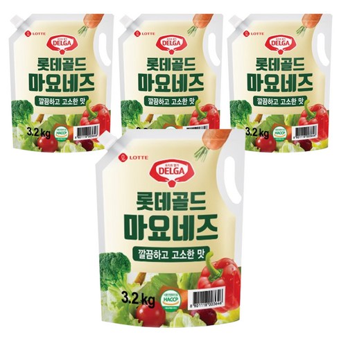 델가 롯데웰푸드 골드 마요네즈 스파우트 파우치, 3.2kg, 4개
