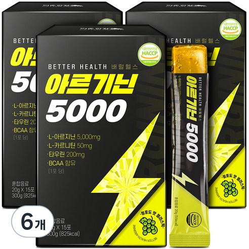 더존건강 배럴 헬스 아르기닌 5000 젤리 스틱 15p, 300g, 6개