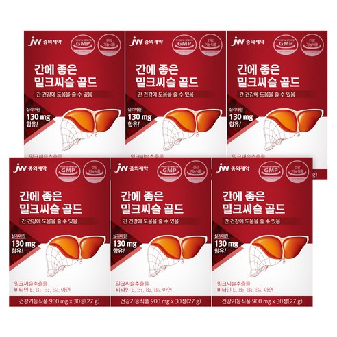 JW중외제약 간에 좋은 밀크씨슬 골드, 30정, 6개
