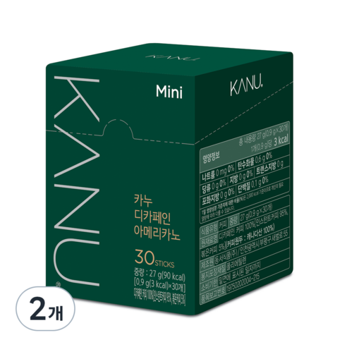 카누 미니 디카페인 아메리카노 원두커피스틱, 900mg, 30개입, 2개