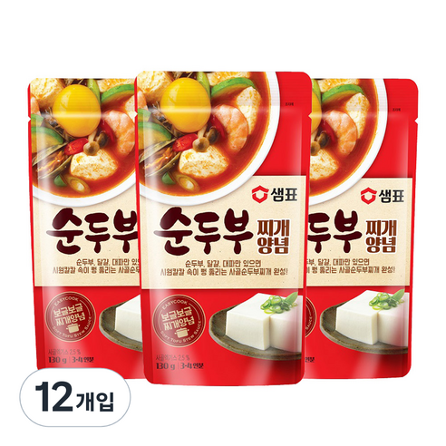 샘표 순두부찌개 양념, 130g, 12개