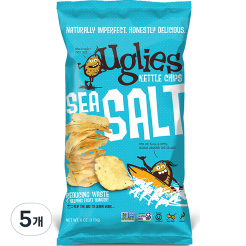 어글리칩스 오리지널 씨솔트 케틀칩, 170g, 5개