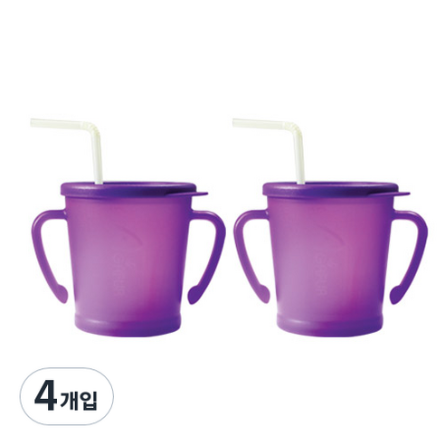 아가프라 매직빨대컵 300ml, 4개, 퍼플