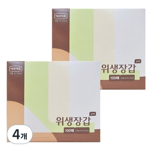 롯데이라이프 실속형 위생 비닐장갑, 100개, 4개