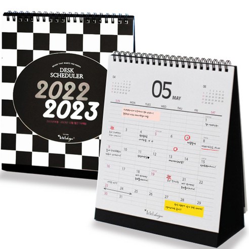 아이씨엘디자인 Desk Calendar Checkerboard 2023, black, 2개