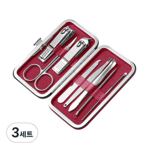 유즈윈 풀케어 손톱깎이 8종 세트, 레드, 3세트